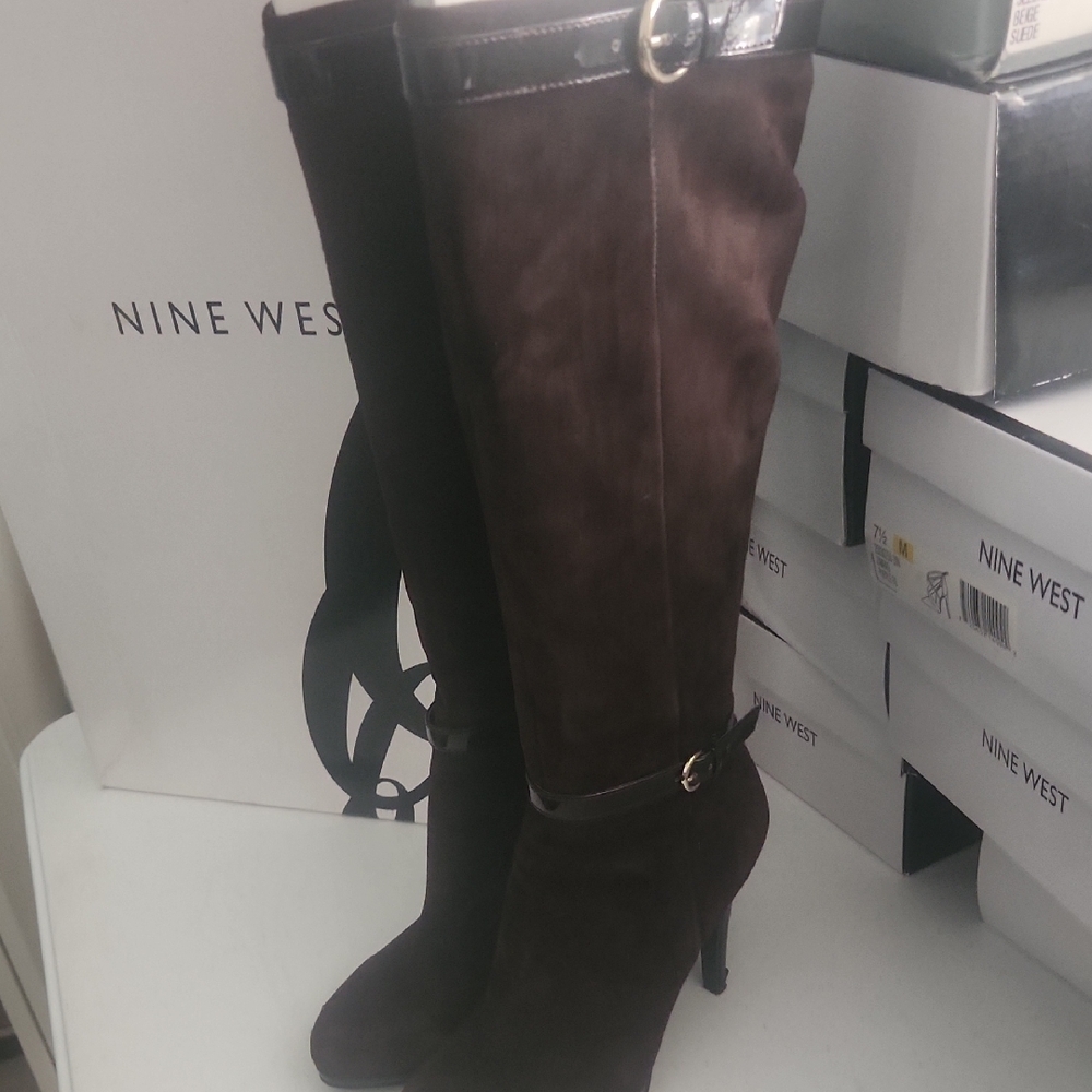 Nine West Women's Dark Brown Heeled Boots - Picture 5 of 8